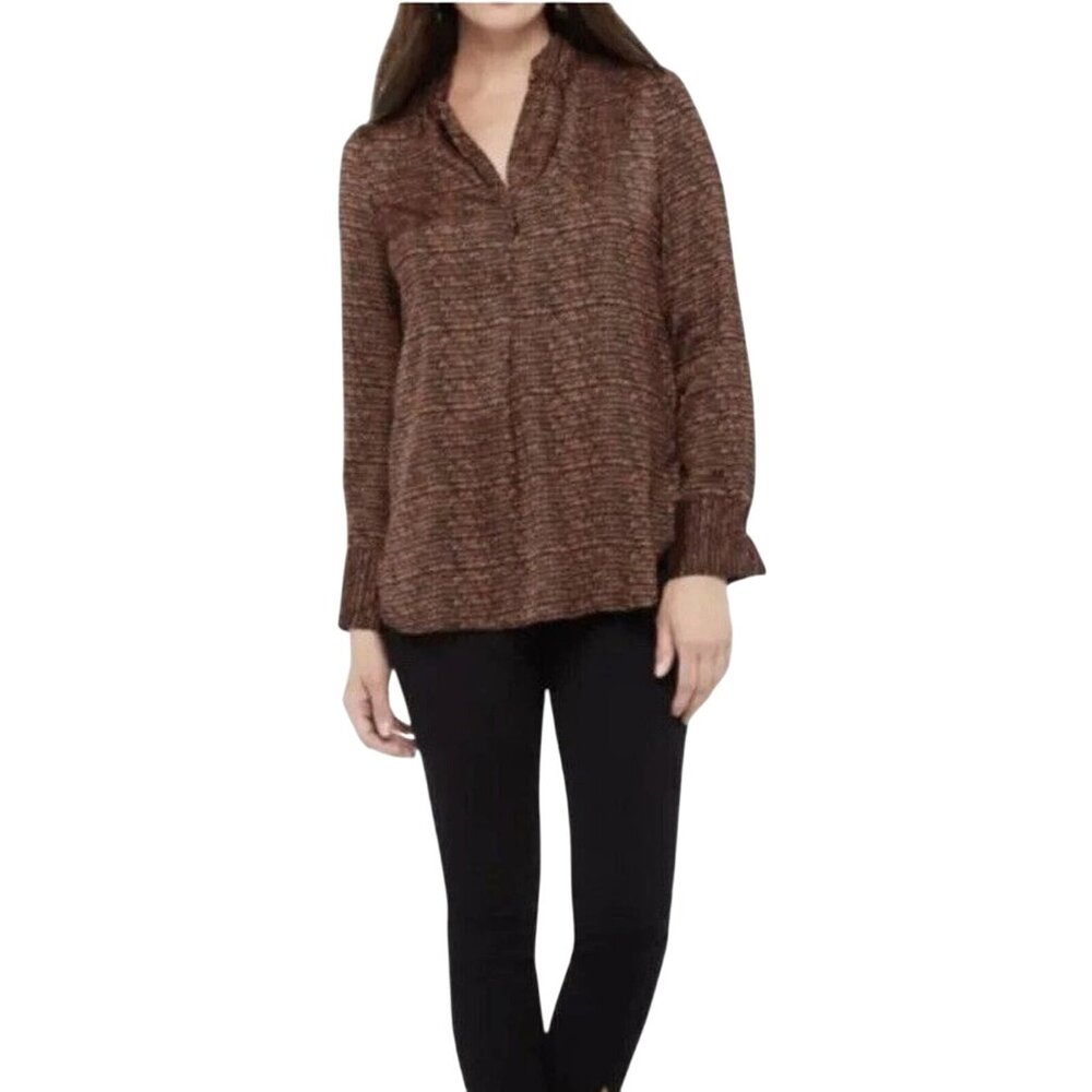 David Lerner New York Evereve Blouse Size Small V Neck Long Sleeve Bombay Career